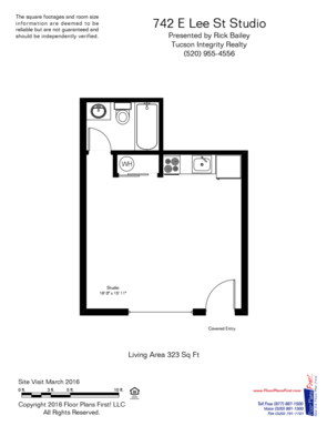 Floor plan for studio, 1 bath, 330 sqft